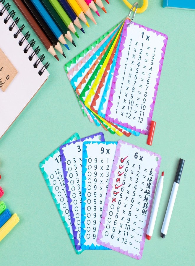 INKNOTE 1 Set of 13 Multiplication Flashcard Math Game Times Table Flash Cardstock with 2 Dry Erase Markers and 2 Rings for Grades 1 to 3 Kids Fun Classroom Learning Supplies - Image 2